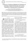 A Review of Analytical Methods for Estimation of Amlodipin, Hydrochlorthiazide and Losartan Potassium in Pharmaceutical Formulations Cover Page