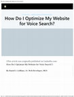 Research paper thumbnail of How Do I Optimize My Website for Voice Search