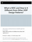 Research paper thumbnail of What is MVC and How Is It Different from Other OOP Applications?