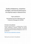 Quality ambidexterity, competitive strategies, and financial performance: An empirical study in industrial firms Cover Page