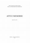 Research paper thumbnail of DEPUTAZIONE DI STORIA PATRIA PER LE ANTICHE PROVINCIE MODENESI ATTI E MEMORIE Serie XI, vol. XL MODENA -AEDES MURATORIANA 2018