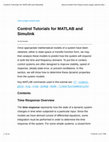 Research paper thumbnail of Control Tutorials for MATLAB and Simulink 14-18 minutes