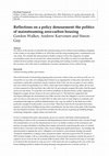 Research paper thumbnail of Reflections on a policy denouement: the politics of mainstreaming zero-carbon housing