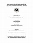 POST GRADUATE TEACHING DEPARTMENT OF LAW POST GRADUATE TEACHING DEPARTMENT OF LAW Cover Page