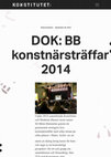 Research paper thumbnail of DOK BB konstnärsträffar (2014), Grand, Malmö