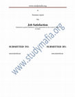 Mba Job Satisfaction report Cover Page