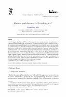 Humor and the search for relevance Cover Page