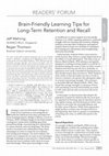 Research paper thumbnail of Brain-Friendly Learning Tips for Long-Term Retention and Recall