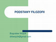 Research paper thumbnail of PODSTAWY FILOZOFII cz.1