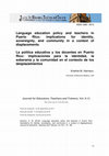 Harrison, K.M. (2018). Language education policy and teachers in Puerto Rico: Implications for identity, sovereignty, and community in a context of displacements. Journal for Educators, Teachers, and Trainers, 9. Cover Page