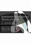 Research paper thumbnail of "Merleau-Pontys Öffnung zum Politischen", Institutionen des Politischen. Theorie und Kritik, 13.-15.3.2019, Wien