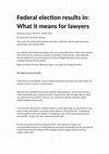 Research paper thumbnail of Australian Federal Election results in-WHAT DOES IT MEAN FOR LAWYERS