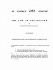 AD MAJOREM DEI GLORIAM T H E L A W O N N E G L I G E N C E THE PRINCIPLES OF THE LAW ON NEGLIGENCE AT A BRIEF GLANCE Cover Page