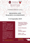 Research paper thumbnail of 2019 - Updated deadline SUMMER SCHOOL in Rome, Sapienza: Religions and peaceful coexistence