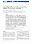 Research paper thumbnail of Mixed population genomics support for the central marginal hypothesis across the invasive range of the cane toad (Rhinella marina) in Australia