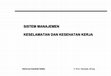 Research paper thumbnail of Sistem Manajemen Keselamatan Kerja