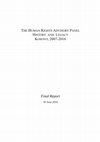 THE HUMAN RIGHTS ADVISORY PANEL HISTORY AND LEGACY KOSOVO, 2007-2016 Final Report Cover Page