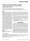 Influence of ferrule, post system, and length on biomechanical behavior of endodontically treated anterior teeth Cover Page