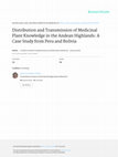 Distribution and Transmission of Medicinal Plant Knowledge in the Andean Highlands: A Case Study from Peru and Bolivia Cover Page