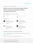 Research paper thumbnail of Genetic structure of Eurasian badgers Meles meles (Carnivora: Mustelidae) and the colonisation history of Ireland