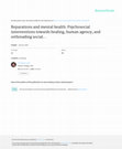 Reparations and mental health: psychosocial interventions towards healing, human agency, and rethreading social realities Cover Page