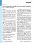 Ethical and Legal Issues in Nutritional Genomics Cover Page