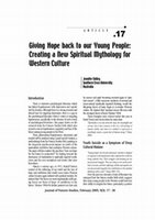 Giving Hope back to our Young People: Creating a New Spiritual Mythology for Western Culture Cover Page