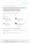 Research paper thumbnail of Prognostically significant fusion oncogenes in Pakistani patients with adult acute lymphoblastic leukemia and their association with disease biology and outcome