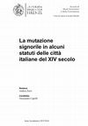 La mutazione signorile in alcuni statuti delle città italiane del XIV secolo Cover Page