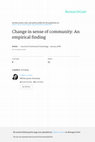 Change in sense of community: An empirical finding Cover Page