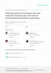 Research paper thumbnail of Differing results for motivation tests and measures of resource use: The value of environmental enrichment to gestating sows housed in stalls