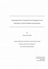 Research paper thumbnail of Explaining the Role of Human Resource Management in the Performance of Small to Medium-sized Enterprises