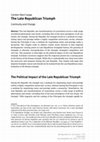 The Late Republican Triumph. Continuity and Change, in F. Goldbeck & J. Wienand (eds.), Der Römische Triumph in Prinzipat und Spätantike/The Roman Triumphal Procession in the Principate and Late Antiquity, Berlin, Walter de Gruyter, December 2016, pp.29-58, PUBLISHED Cover Page