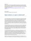 Research paper thumbnail of Open Source Realism, or; Open in what End?