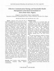 Research paper thumbnail of Effective Communication Strategy and Sustainable Health Management in the Rural Environment of Akwa Ibom State, Nigeria