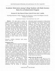 Research paper thumbnail of Academic Motivation among College Students with Math Anxiety: Basis for an Enhancement Program