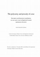 The Polysemy and Prosody of 'some' Cover Page