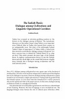 The Turkish Thesis: Dialogue among Civilizations and Linguistic-Operational Corridors Cover Page