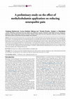 Research paper thumbnail of A preliminary study on the effect of methylcobalamin application on reducing neuropathic pain