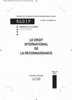 EXTRAIT DE LA REVUE DE DROIT INTERNATIONAL PUBLIC OCTOBRE -DECEMBRE 2012 LE DROIT INTERNATIONAL DE LA RECONNAISSANCE Cover Page