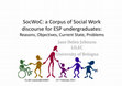 Research paper thumbnail of SocWoC: a Corpus of Social Work discourse for ESP undergraduates: Reasons, Objectives, Current State, Problems