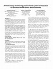 Research paper thumbnail of RF low energy monitoring protocol and system architecture for location based sensor measurements