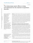 The melatonergic system: effects on sleep and implications for the treatment of psychiatric disorders Cover Page