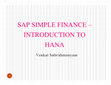 SAP SIMPLE FINANCE – INTRODUCTION TO HANA SAP SIMPLE FINANCE – INTRODUCTION TO HANA Cover Page