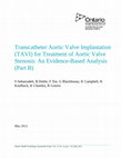 Transcatheter Aortic Valve Implantation (TAVI) for Treatment of Aortic Valve Stenosis: An Evidence-Based Analysis (Part B Cover Page