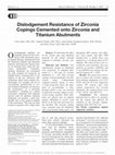 Dislodgement Resistance of Zirconia Copings Cemented onto Zirconia and Titanium Abutments Cover Page