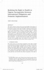 Research paper thumbnail of Realising the right to health in Nigeria: Incongruities between international obligations and domestic implementation