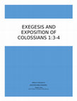 Exegesis and Exposition of Colossians 1.3-4.doc Cover Page