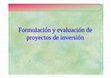 Formulación y evaluación de Formulación y evaluación de proyectos de inversión proyectos de inversión Cover Page