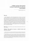 L'objet comme document: culture matérielle et cultures techniques Cover Page